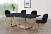 Black velvet dining chair w/ golden legs by Meridian additional picture 5