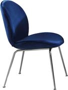 Navy velvet / chrome legs modern dining chair by Meridian additional picture 4