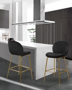 Elegant black velvet bar stool w/ golden base by Meridian additional picture 5