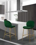Elegant green velvet bar stool w/ golden base by Meridian additional picture 5