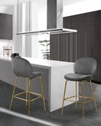 Elegant gray velvet bar stool w/ golden base by Meridian additional picture 5