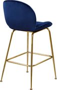 Elegant navy velvet bar stool w/ golden base by Meridian additional picture 3