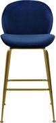 Elegant navy velvet bar stool w/ golden base by Meridian additional picture 4