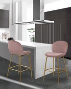 Elegant pink velvet bar stool w/ golden base by Meridian additional picture 5