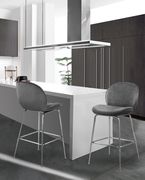 Gray velvet bar stool w/ chrome base by Meridian additional picture 5