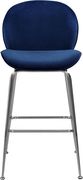 Navy velvet bar stool w/ chrome base by Meridian additional picture 4