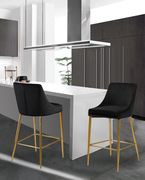 Black velvet bar stool w/ golden metal base by Meridian additional picture 5