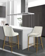 Cream velvet bar stool w/ golden metal base by Meridian additional picture 5