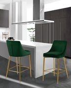 Green velvet bar stool w/ golden metal base by Meridian additional picture 5