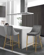 Gray velvet bar stool w/ golden metal base by Meridian additional picture 5