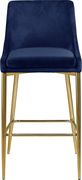 Navy velvet bar stool w/ golden metal base by Meridian additional picture 4