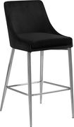 Black velvet bar stool with chrome metal base by Meridian additional picture 2