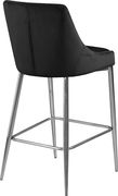 Black velvet bar stool with chrome metal base by Meridian additional picture 3