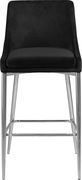Black velvet bar stool with chrome metal base by Meridian additional picture 4