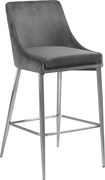 Gray velvet bar stool with chrome metal base by Meridian additional picture 2