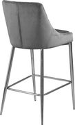 Gray velvet bar stool with chrome metal base by Meridian additional picture 3