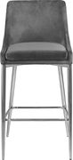 Gray velvet bar stool with chrome metal base by Meridian additional picture 4