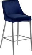 Navy velvet bar stool with chrome metal base by Meridian additional picture 2