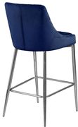 Navy velvet bar stool with chrome metal base by Meridian additional picture 3