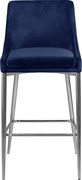 Navy velvet bar stool with chrome metal base by Meridian additional picture 4