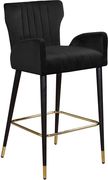 Black velvet bar stool w/ channel tufting by Meridian additional picture 2