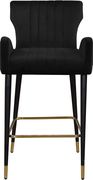 Black velvet bar stool w/ channel tufting by Meridian additional picture 4