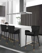 Black velvet bar stool w/ channel tufting by Meridian additional picture 5