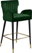 Green velvet bar stool w/ channel tufting by Meridian additional picture 2