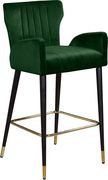 Green velvet bar stool w/ channel tufting additional photo 2 of 4