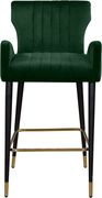 Green velvet bar stool w/ channel tufting by Meridian additional picture 4