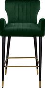 Green velvet bar stool w/ channel tufting additional photo 4 of 4