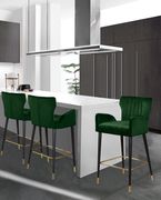 Green velvet bar stool w/ channel tufting additional photo 5 of 4