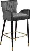 Gray velvet bar stool w/ channel tufting by Meridian additional picture 3