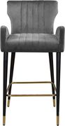 Gray velvet bar stool w/ channel tufting by Meridian additional picture 4