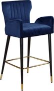Navy velvet bar stool w/ channel tufting by Meridian additional picture 3