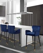 Navy velvet bar stool w/ channel tufting by Meridian additional picture 5