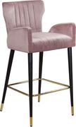 Pink velvet bar stool w/ channel tufting by Meridian additional picture 3