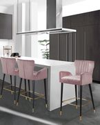 Pink velvet bar stool w/ channel tufting by Meridian additional picture 5