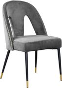 Gray velvet dining chair w/ nailhead trim by Meridian additional picture 3