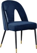 Navy velvet dining chair w/ nailhead trim by Meridian additional picture 3