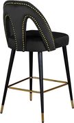 Black velvet stylish bar stool w/ black/gold legs by Meridian additional picture 2