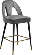 Gray velvet stylish bar stool w/ black/gold legs by Meridian additional picture 3