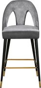 Gray velvet stylish bar stool w/ black/gold legs by Meridian additional picture 4