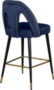 Navy velvet stylish bar stool w/ black/gold legs by Meridian additional picture 2