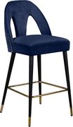 Navy velvet stylish bar stool w/ black/gold legs by Meridian additional picture 3