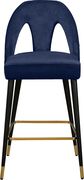 Navy velvet stylish bar stool w/ black/gold legs by Meridian additional picture 4