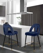Navy velvet stylish bar stool w/ black/gold legs by Meridian additional picture 5