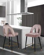 Pink velvet stylish bar stool w/ black/gold legs by Meridian additional picture 5