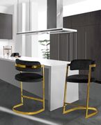 Black velvet / gold metal frame bar stool by Meridian additional picture 5
