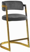 Gray velvet / gold metal frame bar stool by Meridian additional picture 2